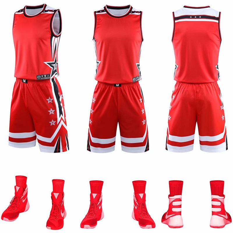 American Basketball Jersey Set Men S Jersey Primary School Students Game Training Jersey Printing Number Children S Vest Adult Quick Drying XS красный
