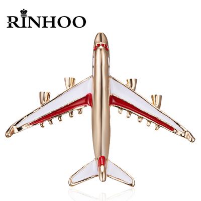 Rinhoo Fashion Plane Shape Brooch Enamel Badge Aircraft Sweater Corsage Women Men Cartoon Metal Airplane Clothes Clip Best Gifts