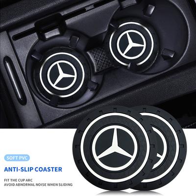 2Pcs PVC Water Cup Mat Car Coaster Anti Slip Pad Accessories For Mercedes Benz AMG GLE GLS CLS GLC CLA GLA GLK ML C197 R231 W167