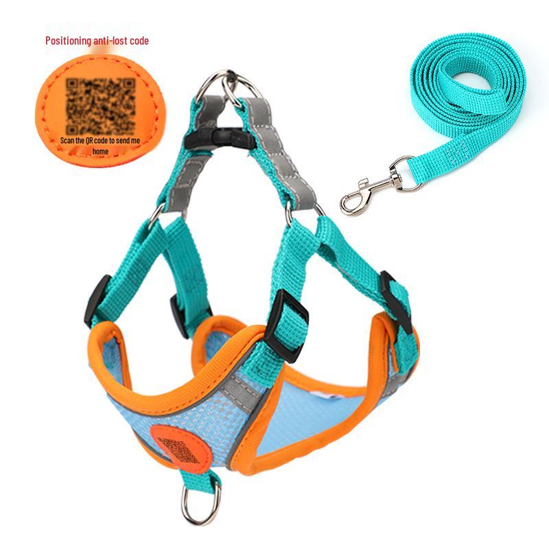 Reflective Breathable Suede Dog Harness and Leash Set for Small Dogs