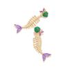 Creative Enamel Fishbone Dangle Earrings Fish Drip Glaze Metal Geometric Stud Earrings Retro Alloy Bohemian Dangle Earring