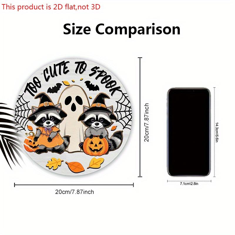 Halloween Wooden Sign with Adorable Raccoon and Ghost Pattern - Figurine Ornaments for Front Door, Wall, Room Decor - Ideal Halloween Gift for Friend