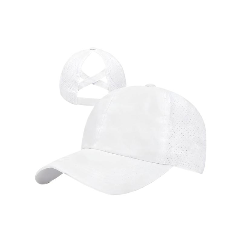 

1pc Quick Drying Cap, Breathable Cap, Baseball Cap, Back Strap, Cross Cross Shaped Ponytail Cap, Sports Cap белый