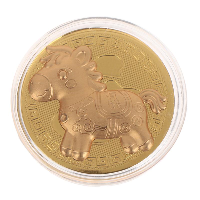 1Pc 2026 Year Of The Horse Chinese Coin With Storage Bag Lucky Animal Horses Commemorative Coins New Year Collection Souvenir