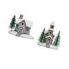 Miniature Christmas Villas Figures Snow House Resin Sculpture Village Scene Home Decoration for Festive Holiday Table Display