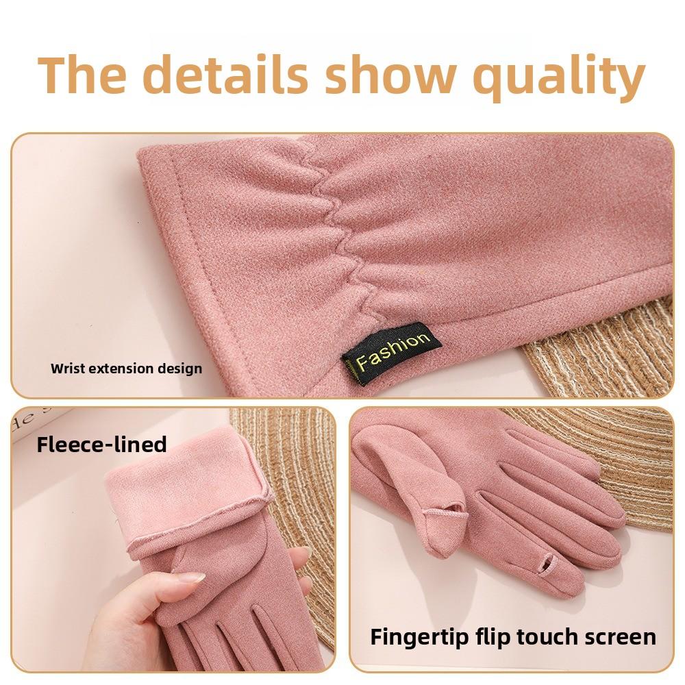 Touchable Screen Touch Screen Gloves Plush Driving Mittens New Full Finger Gloves  Gift