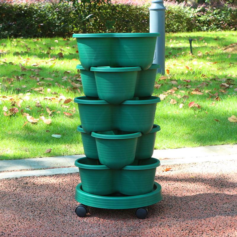 Vegetable Plastic Pot Family Balcony Strawberry Potted Plant Three Dimensional Multi-layer Space Saving Planting Flower Pots