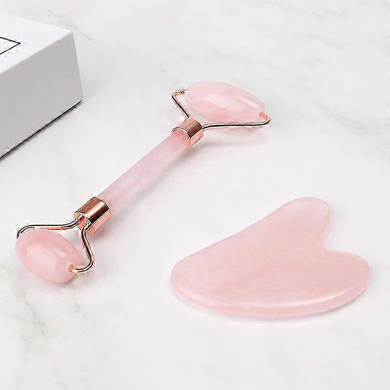 (Set of 2) Jade Roller Facial Gua Sha, Jade Roller Massager, Rose Quartz Gua Sha Roller Tools, Jade Roller Set, Natural Body Facial Massager