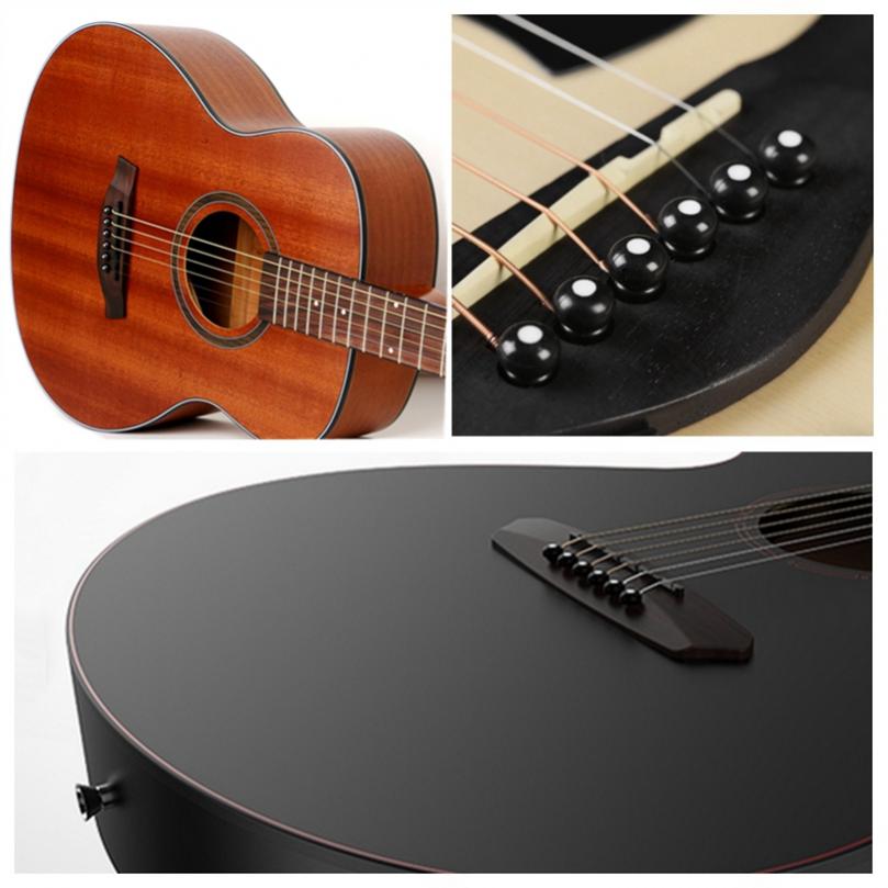 6stk/parti Svart ABS Plast Topp White Dot Akustisk Gitar Bridge Pins