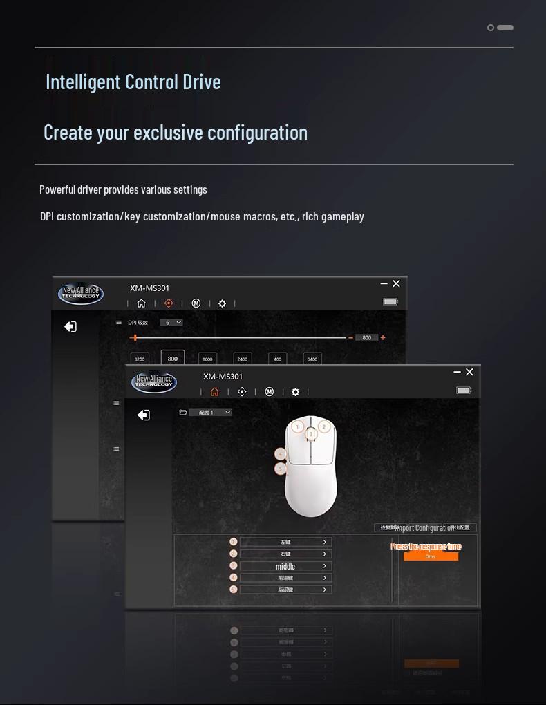 Newmen Butterfly PAW3395 Dual Battery Lightweight Wireless/Wired 2.4G Bluetooth Three-Mode Gaming Mouse