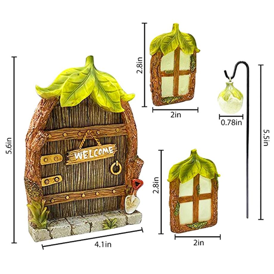 

1 Pcs Resin Fluorescent Door/Window Outdoor Creative Miniatures Garden Decoration Elf Home Yard Art Garden Ornament светло-зеленый