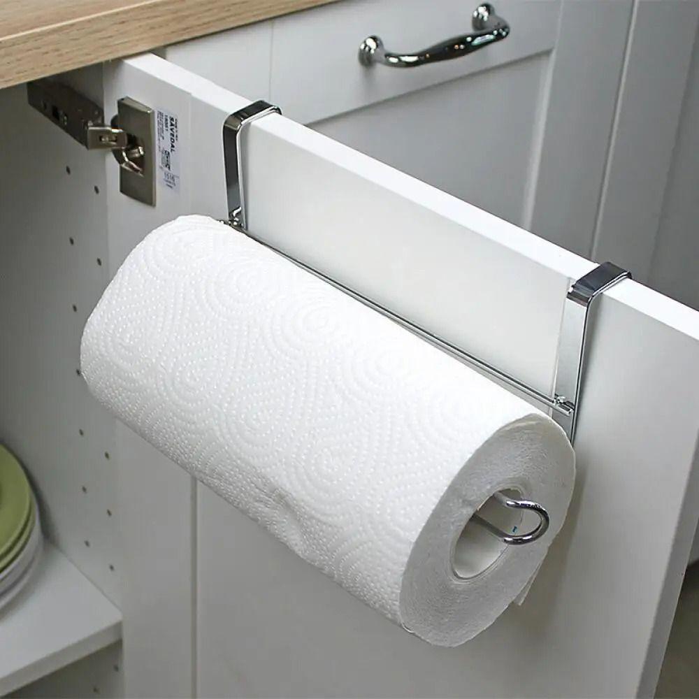 Useful No Punching Toilet Paper Holder Multifunctional Space-saving Towel Hanger Metal Roll Paper Storage Holder for Toilet