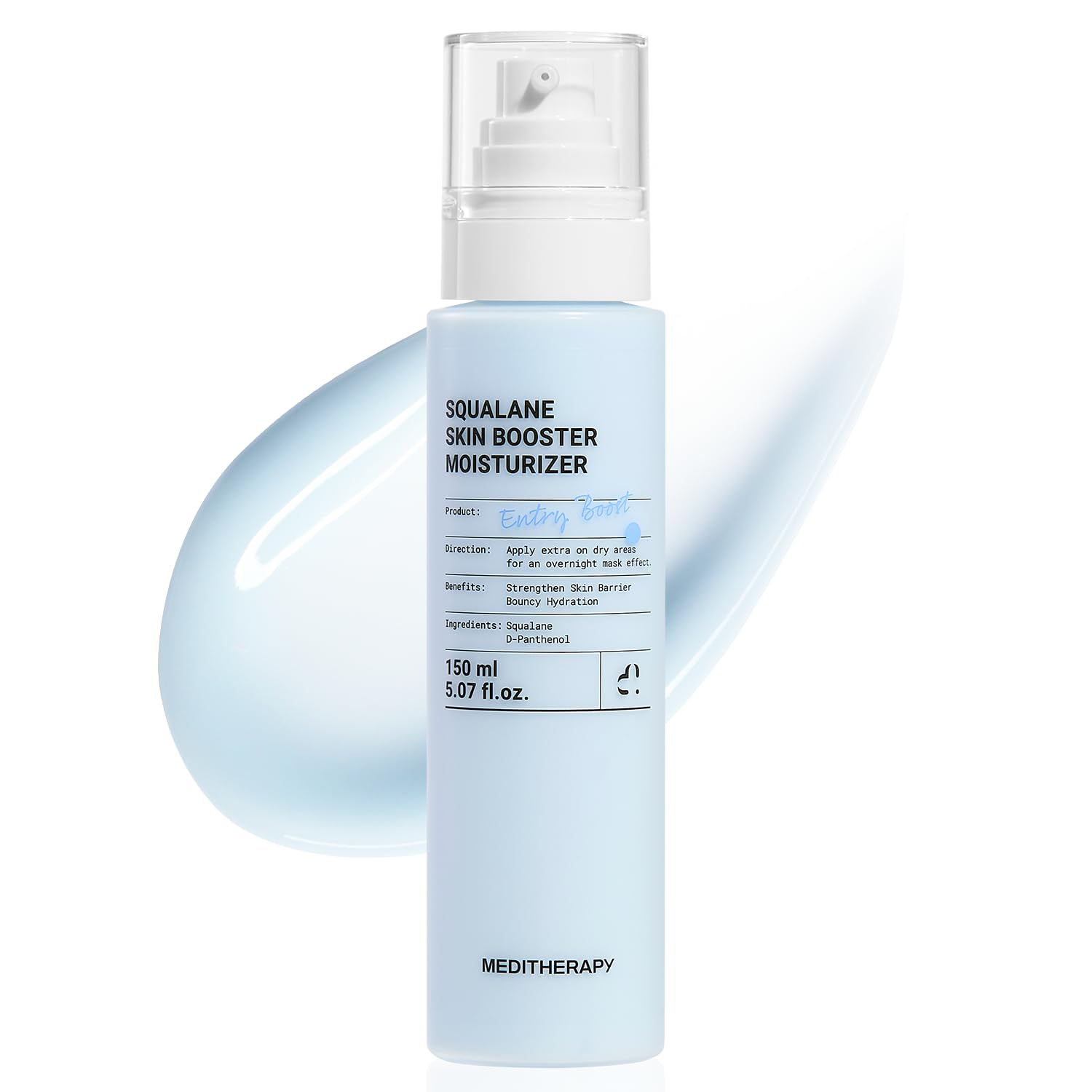 MEDITHERAPY Squalane Skin Booster Moisturizer – 8% Squalane + Panthenol + Hyaluronic Acid,Lightweight Non-Greasy Barrier-Support 5.07 fl oz 150ml