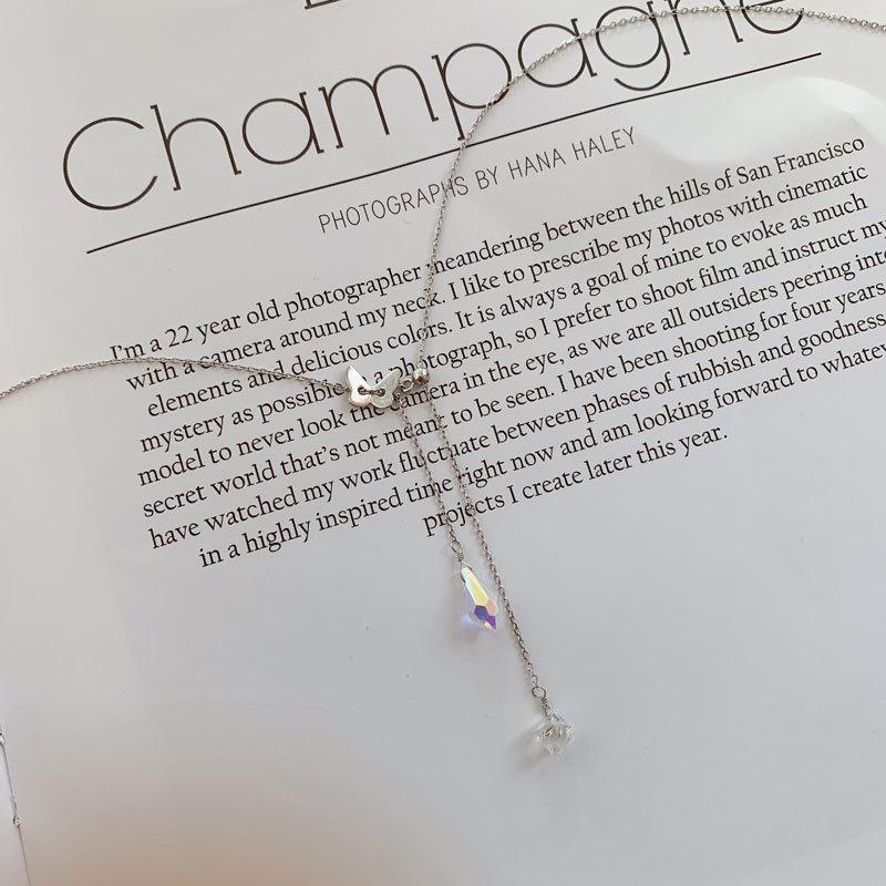 Colier Super Zână Fluture Zircon Ciucure Temperament Alb Elegant Femeie Nișă Lanț Claviculă Femeie