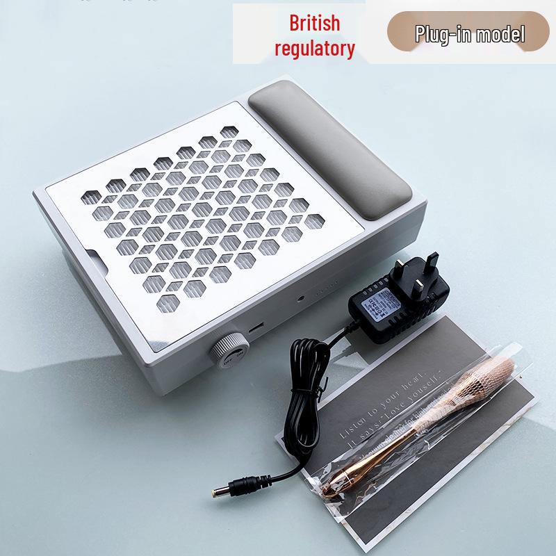 Rechargeable Brushless Nail Dust Collector with Adjustable Speed and High Suction Power, Includes Hand Rest.