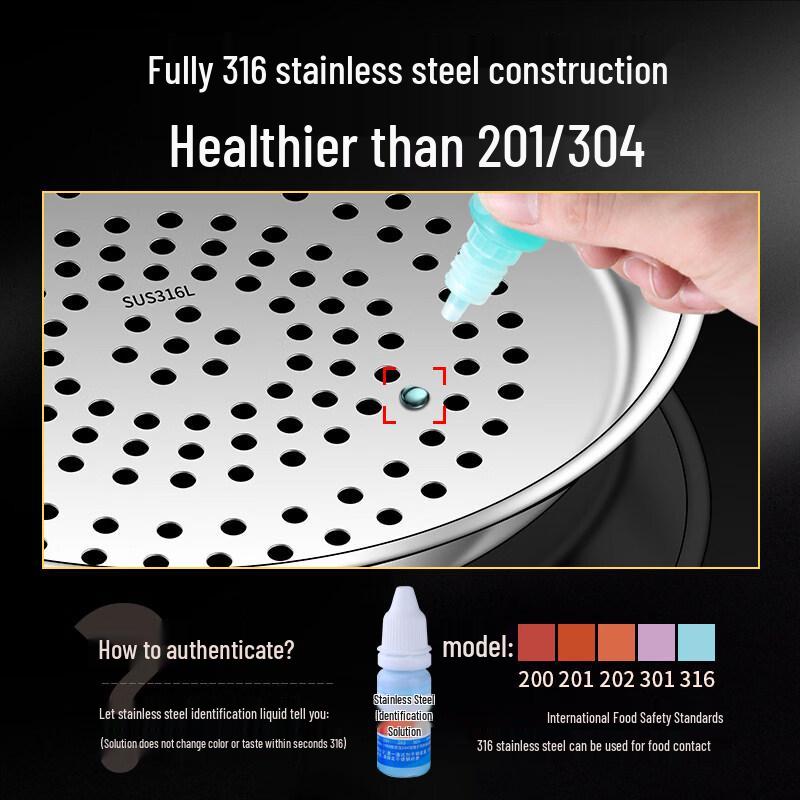 ZISIZ 316 Stainless Steel Wok Steamer Tray
