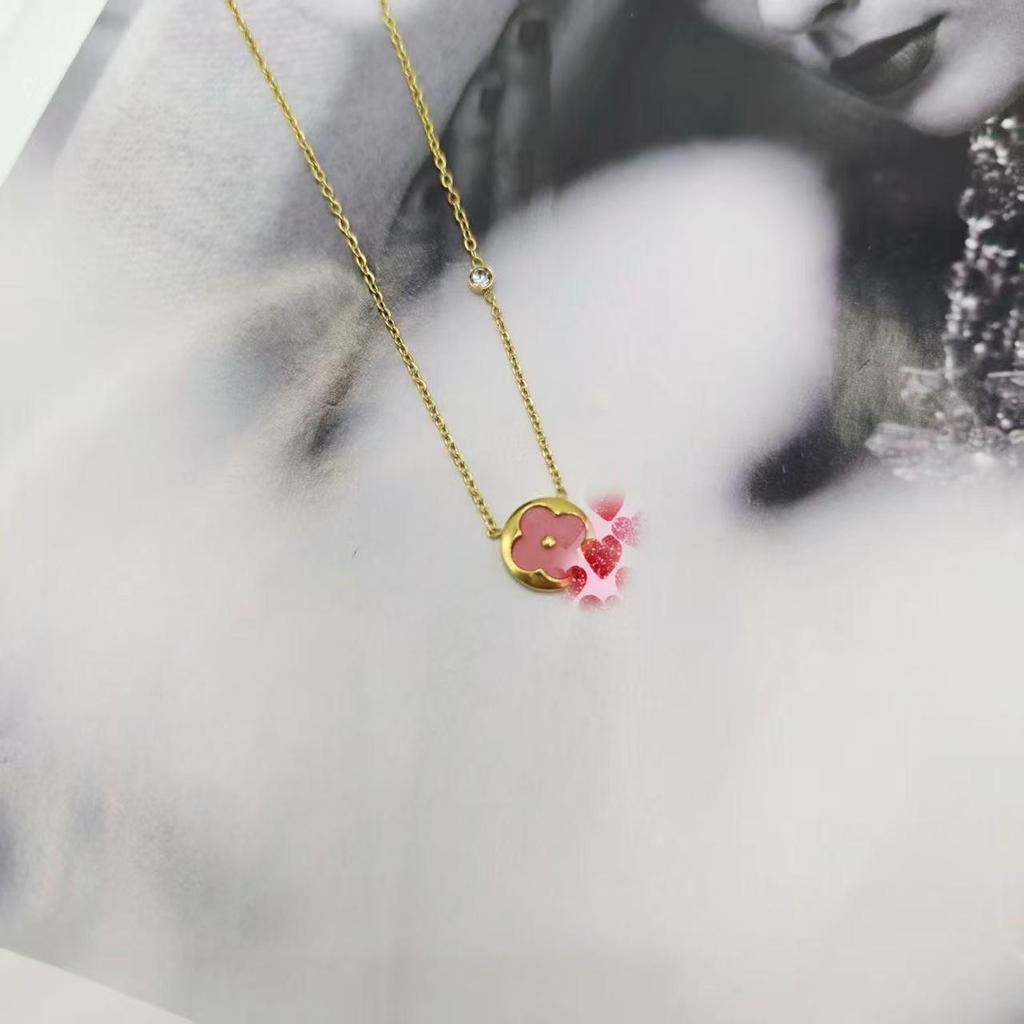Europäische & Amerikanische Titanstahl Vierblättriges Kleeblatt Halskette für Damen - Bunte Schlüsselbein Kette, Trendiger Schmuck