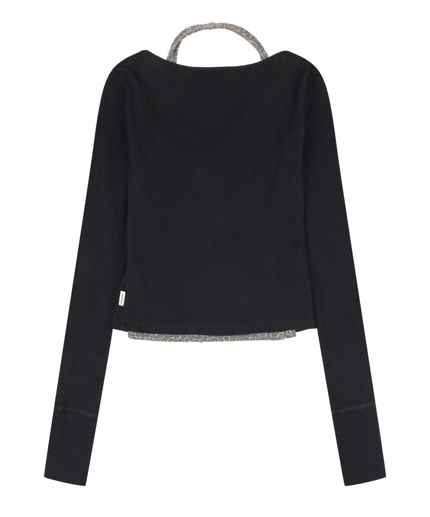 ORDINARY HOLIDAY Halter Layered Set [Black]