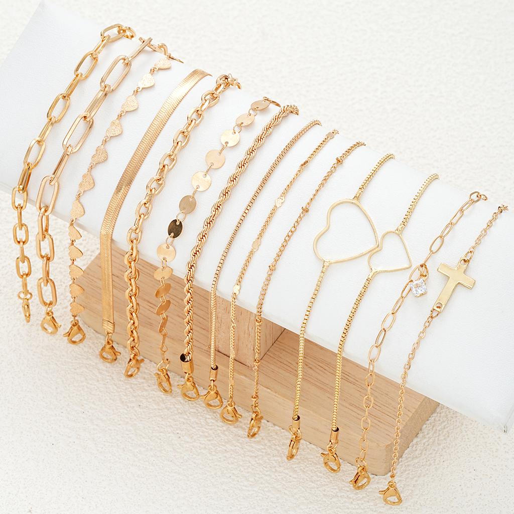 14Pcs Gold Color Bracelet Sets Boho Retro Thick Twist Cuban Chain Bracelet for Women 2026 New Trendy High Quality Jewelry Gifts