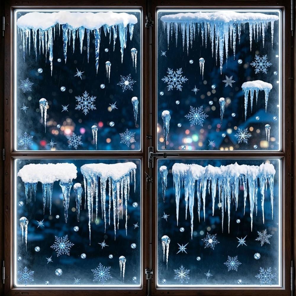 4 Sheets Waterproof Christmas Static Cling Decal Xmas Party Door Stickers Festive Decorations