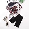 Girls T-shirt and Shorts Set with Cartoon Short Sleeves Printed Design Casual Streetwear
