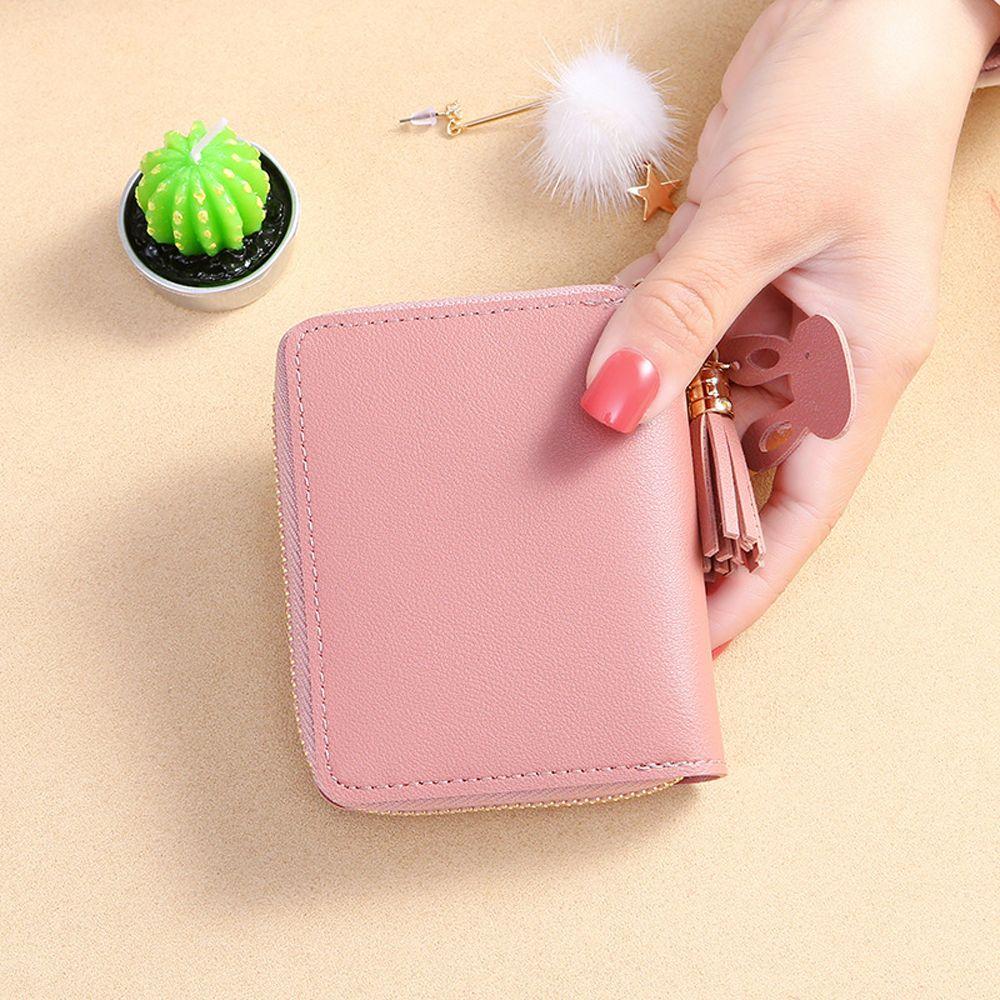 Tassel Pendant Credit ID Card Bank Card PU Leather Short Wallet Coin Purse Bear Wallet Card Holder