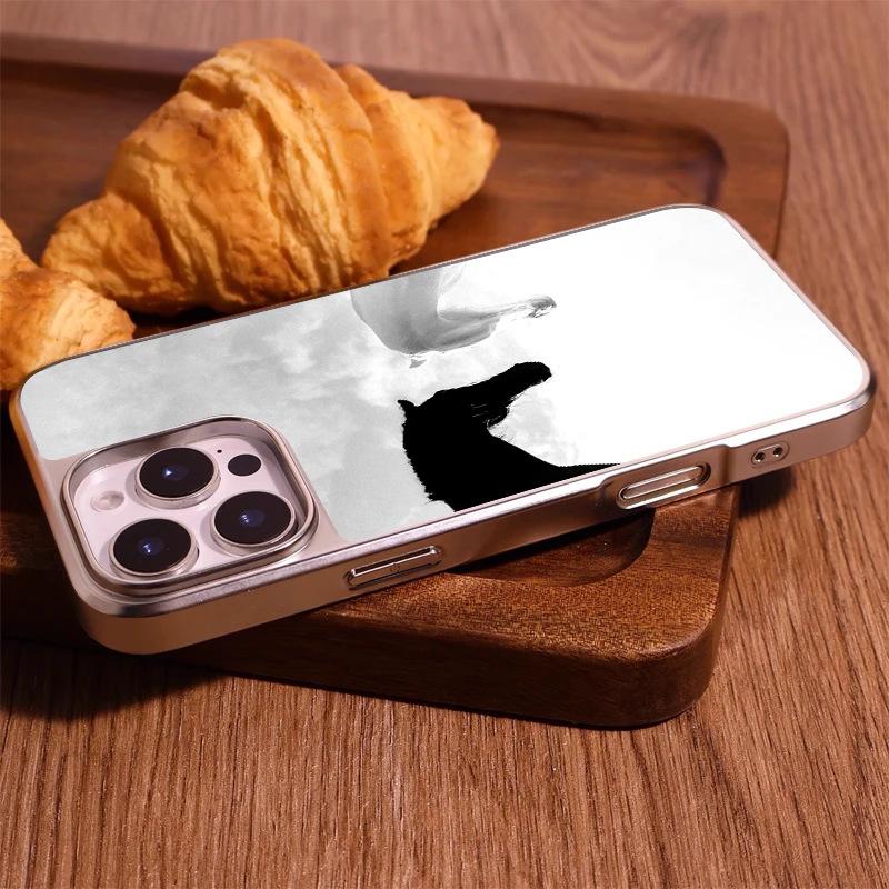 Black and white steed for IPhone17promax mobile phone case Apple 15 matte PC16 personality 13 large holes 14 hard