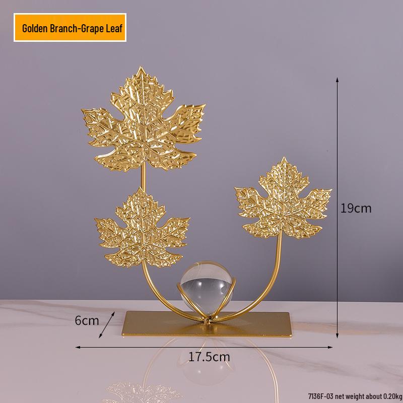 Nordic Leaf Crystal Ball Ornament: Elegant Light Luxury Decoration for Home Entrance, Living Room, Wine Cabinet, or Office Display.