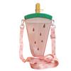 Botella de Agua para Niños con Pajita Correa Ajustable PC Antifugas Reutilizable Taza para Niños Pequeños para Escuela Deporte Viaje Sandía Rosa
