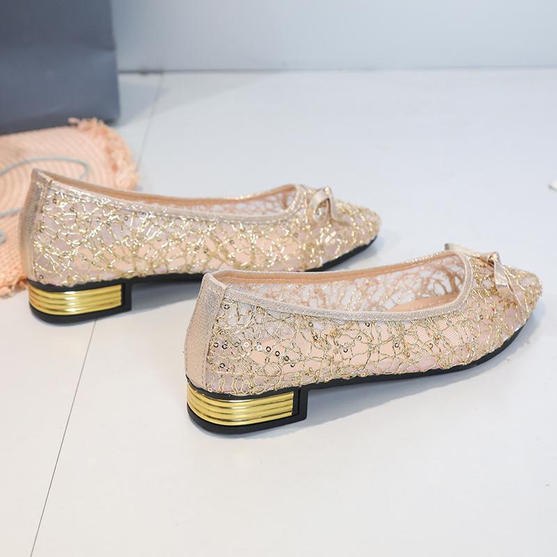 

Sweet Flats for Women Summer Casual Slip on Pointed Toe Leisure Shoes for Women Solid Butterfly Knot Platform Flats Plus Size 42 золотой