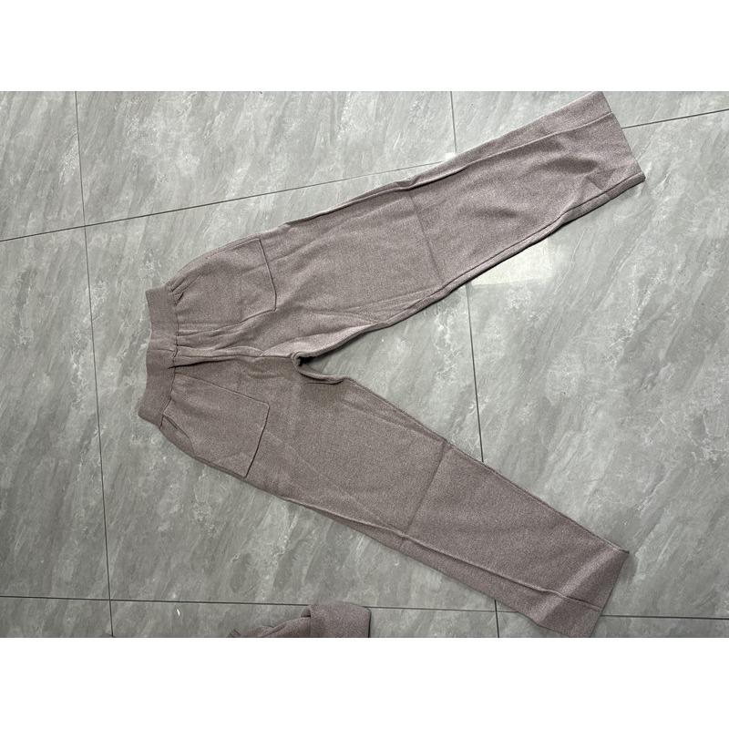 Knitted 2 Pieces Tracksuit Women Spring Autumn Winter O-neck Loose Sweater+Ankle-Length Pants Set with Pocket