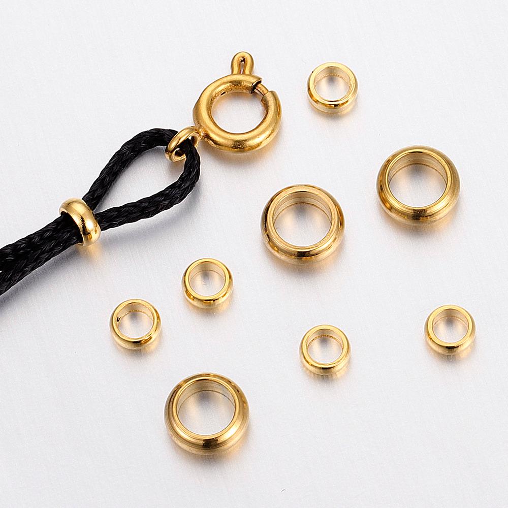 50pcs/lot Stainless Steel Gold Plated Connector Clasp Crimp End Beads For Bracelet Necklace Chains DIY Jewelry Making Supplies