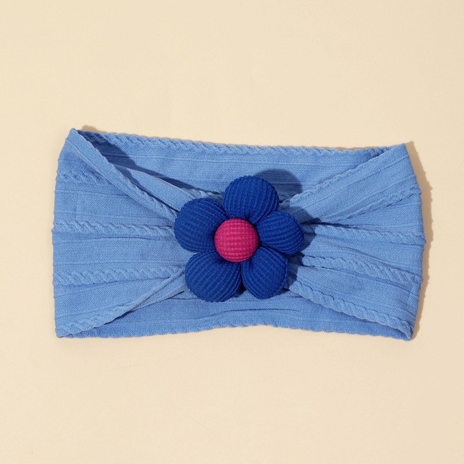 

Детская повязка на голову с цветком - однотонный аксессуар для волос с 5 лепестками One Size синий