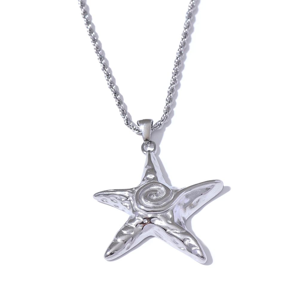 

Yhpup 316L Stainless Steel Starfish Pendant Necklace Rust Proof Statement Gold PVD Plated Individualistic Holiday Jewelry