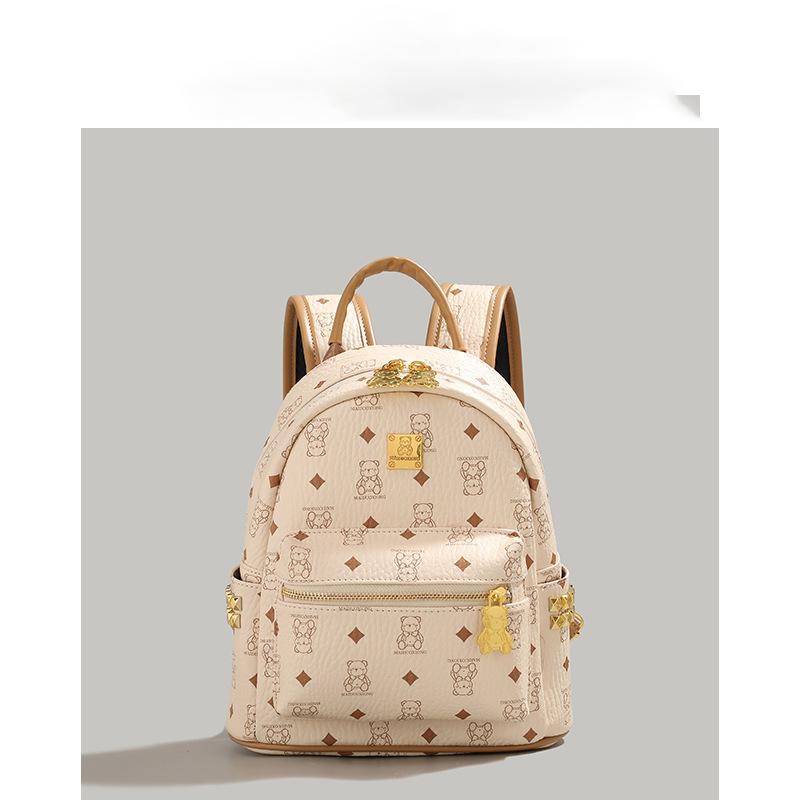 Cute Bear Commuter Backpack New Fashion Versatile Trendy Female College Student Backpack Large Capacity Schoolbag