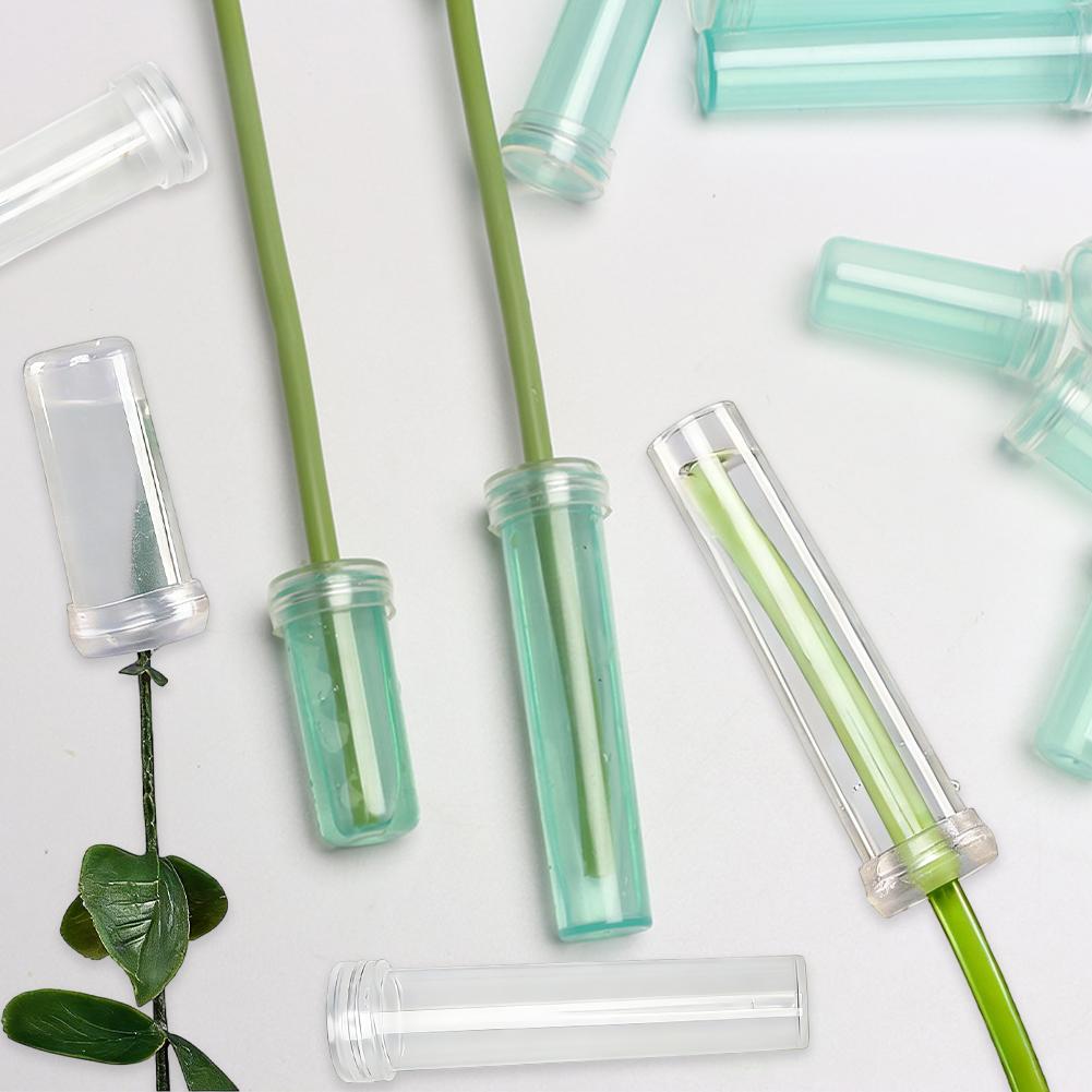100/200Pcs PVC Flower Fresh-keeping Tube Cap Water Storage Tube Flower Arrangement Flower Water Tube Hydroponic Contain