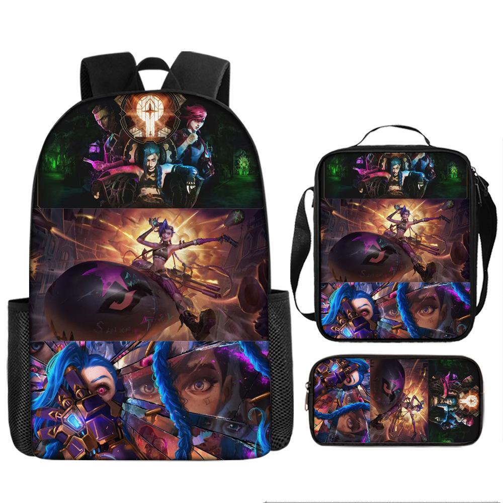 Battle of the Twin Cities Arcane Children's School Bag Pencil Case Backpack Elementary School Cartoon Backpack Three-piece Set