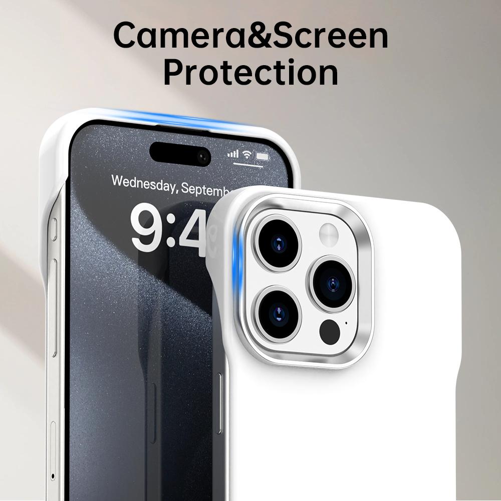 For iPhone 15 Pro Case Frameless Ultra Thin TPU + PET Phone Cover Reinforced Corners