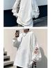 Autumn Men's Hole-Knit Sweater: New Lazy Style Pullover in Black or White