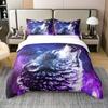 Galaxy Wolf Duvet Cover Set Full Size, Bedding Set for Boys Girls, Wolf Head Printed Duvet Cove Set 1 Quilt Cover 2 Pillowcases