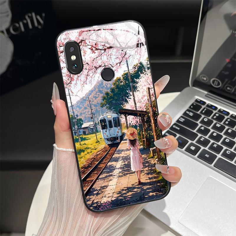 For Redmi Note 5/Note 6 Phone Case Trendy Design Tempered Glass Bumper For Xiaomi Redmi Note 5 6 Pro Full Protection Back Covers
