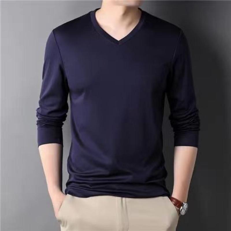 Spring Summer Period Long Sleeve Cultivate Ones Morality Men's T-shirt O-neck Solid Polyester T Shirt Men Red Blue Black