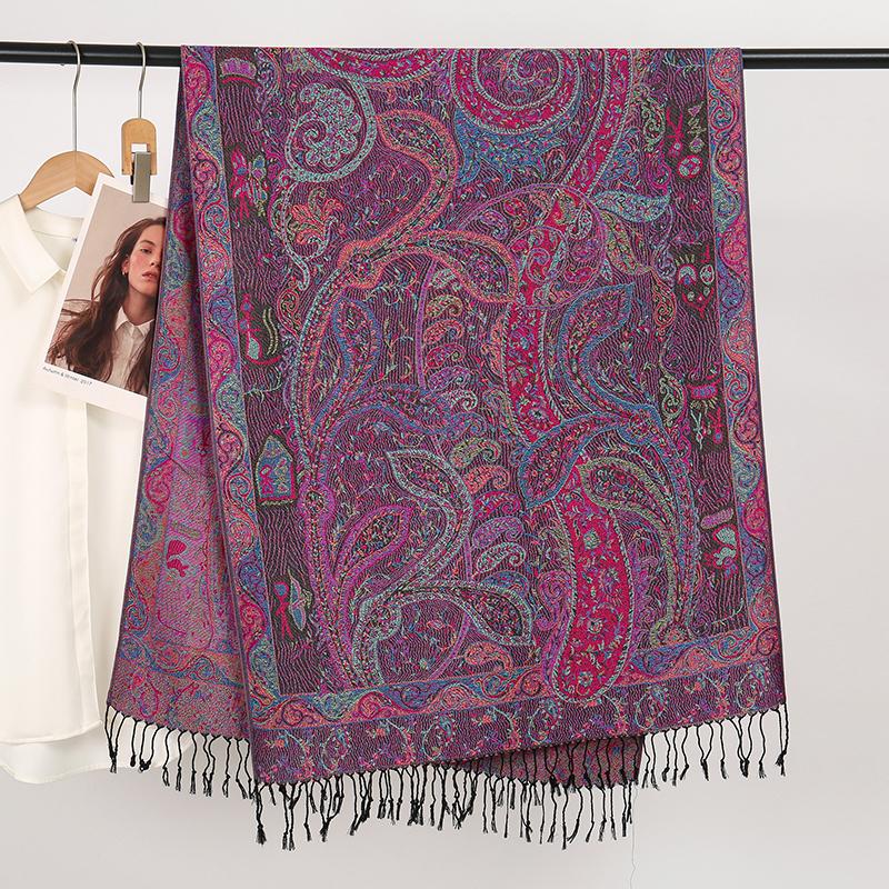 Retro Jacquard Paisley Hijab Cachecol Cotton Viscose Women Muslim Hijab Shawls Long Size Long Wraps Maders Moda Settlement