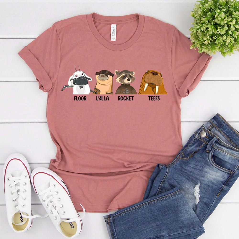 Retro Lylla Teefs Floor Rocket Graphic Tee James Gunn Superhero Movie GOTG 3 Tee Raccoon Rocket and Friends Tshirt Casual Tops