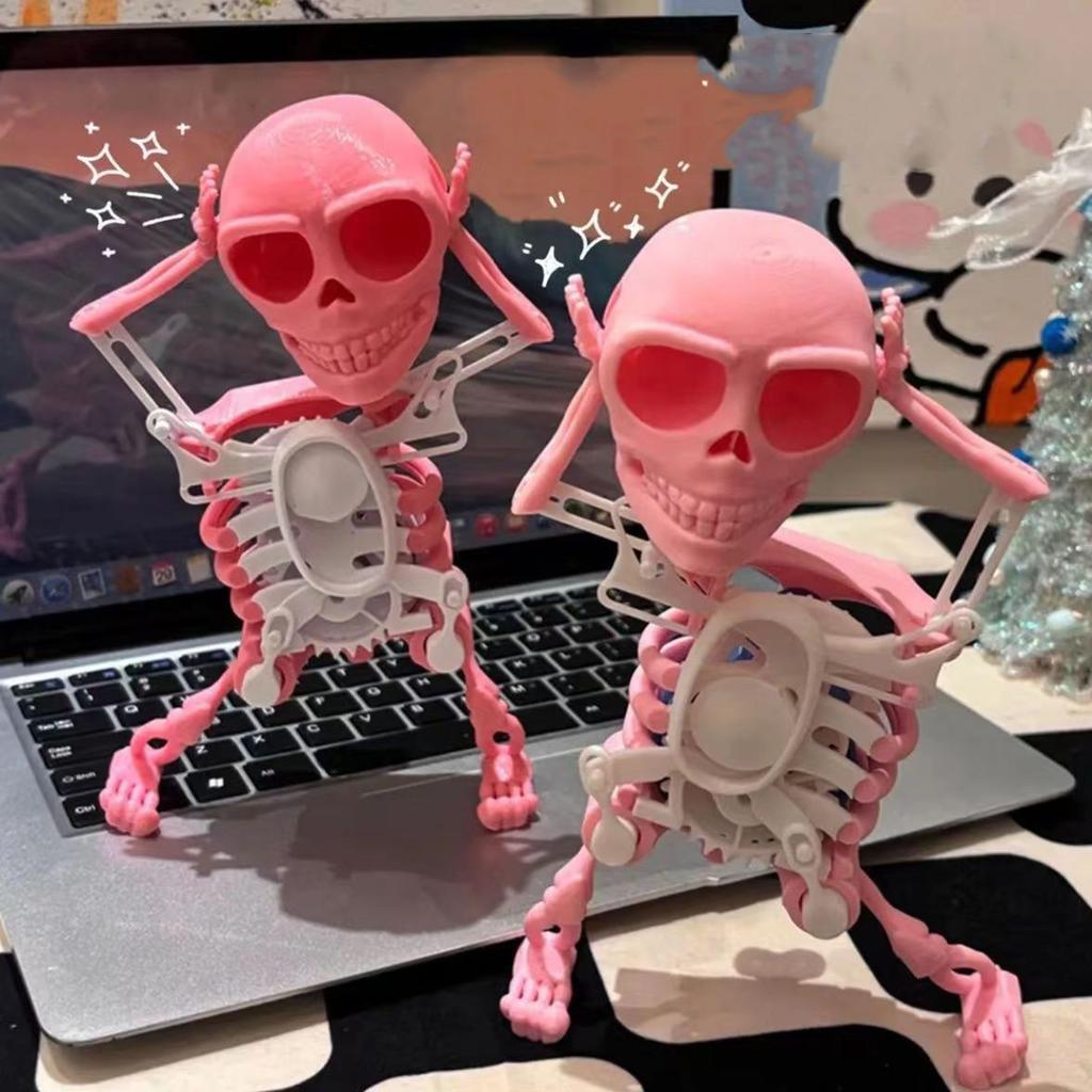 Dancing Skeleton Mold 3D Swinging Wind Up Skeleton Desktop Spring Clockwork  for Desk Decoration and Stress Relief