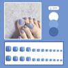 24Pcs Glossy Lake Blue Press On Toenails Full Coverage Artificial Acrylic Fake Toe Nails Removable Wearable Nail Art