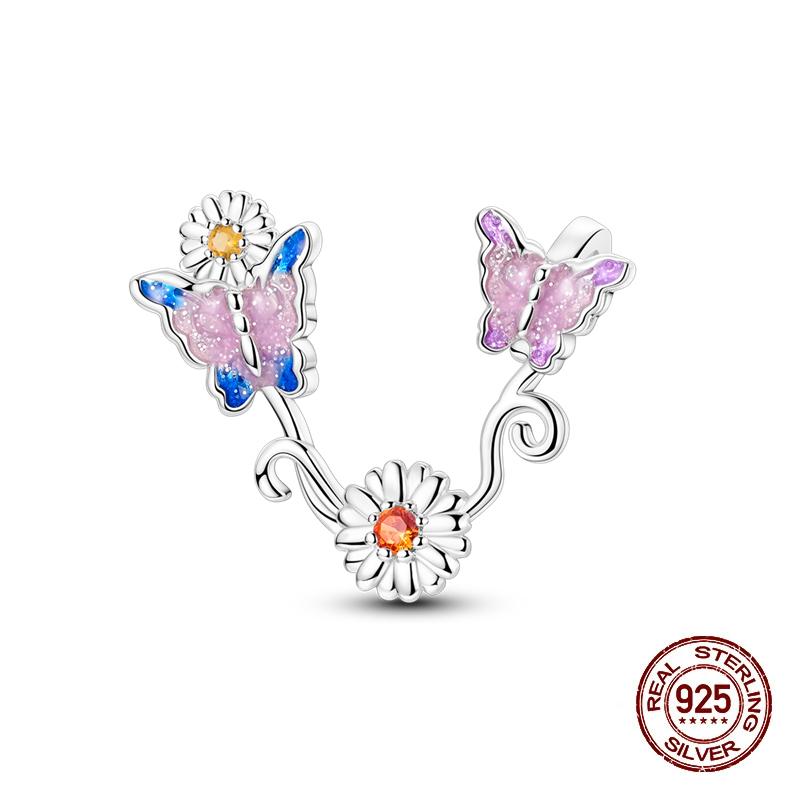 Compatible With 3MM Authentic Bracelets copper Colorful Dragonfly Flower Gem Butterfly Charm Bead Charms Bead Charms Fine Do It Yourself Jewellery Mak