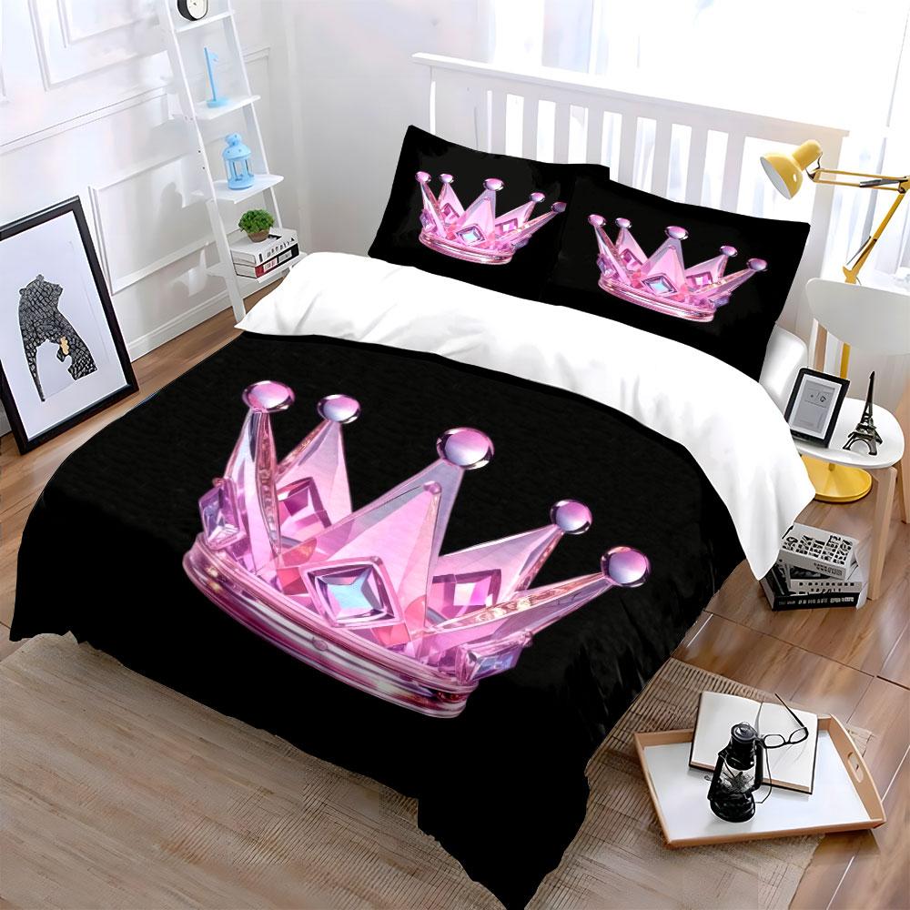 Crystal Crown Decorative Set Bedding Set with 1 Duvet Cover 2 Pillowcases Single Double King Queen, Gift
