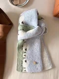 Scarf Women's Winter New Korean Version Ins Cute Sheep Versatile Knitted Warm and Cold-proof Couple Scarf Men