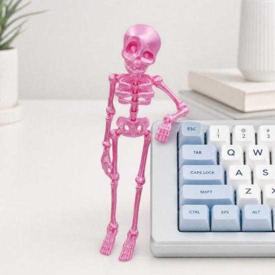 3D Printed Skeleton Refrigerator Magnet, Poseable Skeleton Figurine with Movable Joints, Halloween Gothic Skeleton Fridge Magnet Decoration